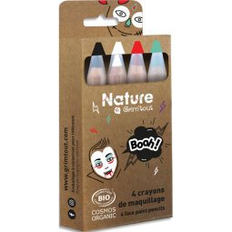 Boîte de 4 crayons de maquillage certifiés bio naturel - BOOH! Idéal pour Halloween