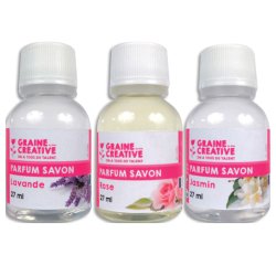Lot parfums pour savon graine creative 3 unites jasmin rose et lavande