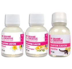 Lot parfums pour savon graine creative 3 unites monoi fleur d'oranger et vanille