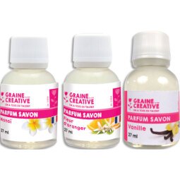 Lot de 3 parfums pour savons de 27 ml - Parfums monoï, fleur d'oranger et vanile