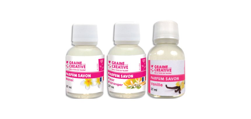 Lot parfums pour savon graine creative 3 unites monoi fleur d'oranger et vanille