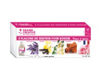 Lot flacons de parfums pour bougies graine creative 27 ml 5 parfums assortis 1 pipette  offerte