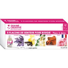 Lot de 5 flacons de 27 ml de senteurs pour bougie : fleurs et épices