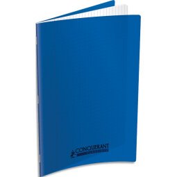 Cahier piqûre 24x32cm 60 pages 90g grands carreaux Seyès. Couverture polypropylène Bleu