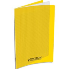 Cahier piqûre 24x32cm 60 pages 90g grands carreaux Seyès. Couverture polypropylène Jaune