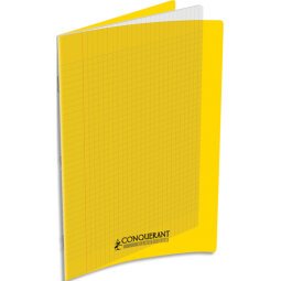 Cahier piqûre 24x32cm 60 pages 90g grands carreaux Seyès. Couverture polypropylène Jaune