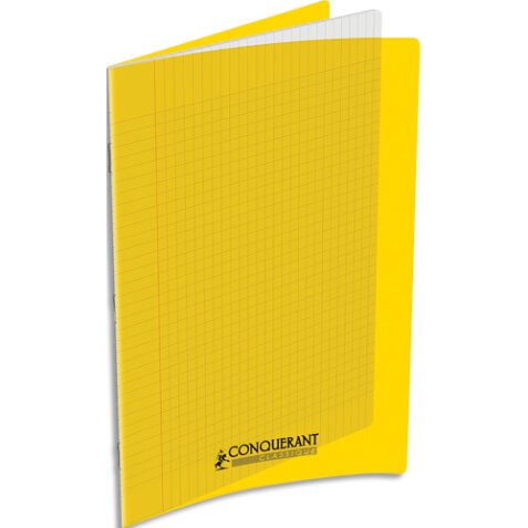 Cahier piqûre 24x32cm 60 pages 90g grands carreaux Seyès. Couverture polypropylène Jaune