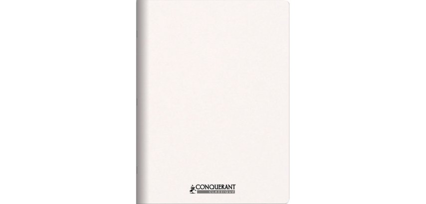 Cahier conquerant personnalisable agrafe 240x320mm 96 pages reglure unie 90g couverture   carte brut