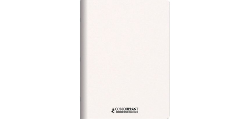 Cahier conquerant personnalisable agrafe 240x320mm 96 pages reglure unie 90g couverture   carte brut