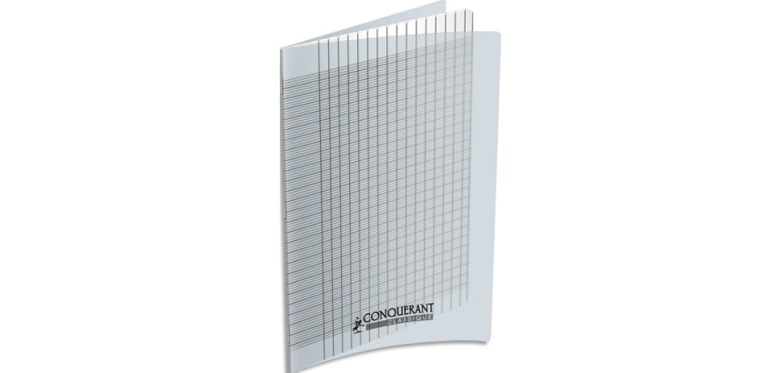 Cahier pique conquerant classique special deficient   visuel polypropylene incolore 240x320mm 96p 90g s2,5mm noir
