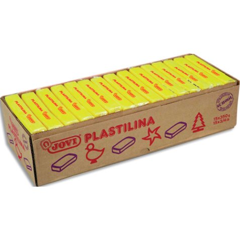 Plastilina, boîte de 15 x 350 grammes de pâte à modeler végétale couleur jaune