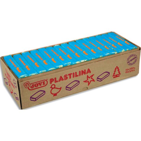 Plastilina, boîte de 15 x 350 grammes de pâte à modeler végétale couleur bleu