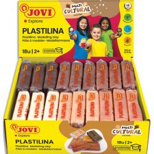 Plastilina, présentoir de pâte à modeler 18 x 50 gr, couleurs multicultural (3 unités x 6 couleurs)