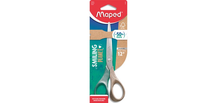 Ciseaux droitiers bouts pointus Maped Shape Smiling Planet 16 cm