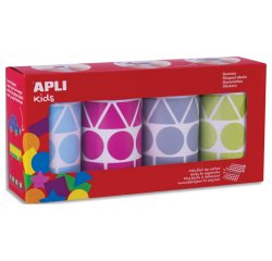 Gommette apli formes geometriques et coloris       pastels assortis 4 rouleaux   5428 unites