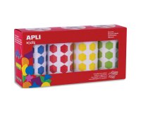 Gommette apli hexagonale 20mm coloris assortis 4 rouleaux   7080 unites