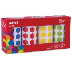 Gommette apli hexagonale 20mm coloris assortis 4 rouleaux   7080 unites