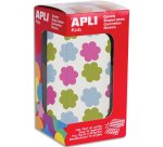 Gommettes fleurs apli kids rouleau 20 mm couleurs assorties boite de 900