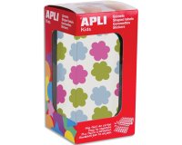 Gommettes fleurs apli kids rouleau 20 mm couleurs assorties boite de 900