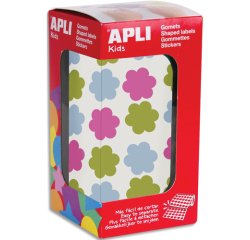 Gommettes fleurs apli kids rouleau 20 mm couleurs assorties boite de 900