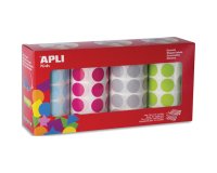Gommette apli ronde 20mm coloris pastels assortis 4    rouleaux 7080 unites