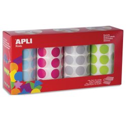 Gommette apli ronde 20mm coloris pastels assortis 4    rouleaux 7080 unites