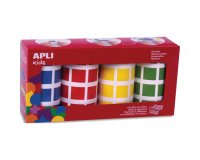 Gommette apli carree 20mm coloris assortis 4 rouleaux   7080 unites