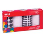 Gommette apli ronde diametre et coloris noir et blanc      assortis 4 rouleaux 13924     unites