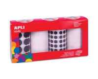 Gommette apli ronde diametre et coloris noir et blanc      assortis 4 rouleaux 13924     unites