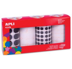 Gommette apli ronde diametre et coloris noir et blanc      assortis 4 rouleaux 13924     unites