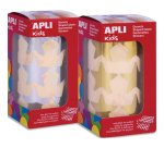Gommettes etoiles 33 mm apli kids couleurs or et argent boite de 2 rouleaux