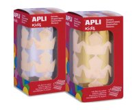 Gommettes etoiles 33 mm apli kids couleurs or et argent boite de 2 rouleaux
