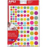 Pochette de 20 feuilles (2080 u) de gommettes enlevables rondes de tailles (20 mm) et coul peps