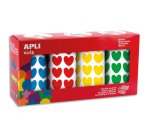 Gommettes coeur apli kids diametre 20 mm couleurs assorties boite de 4 rouleaux 7080 unites
