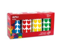 Gommettes coeur apli kids diametre 20 mm couleurs assorties boite de 4 rouleaux 7080 unites