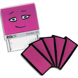 Boîte de 5 encriers rose shiny pour tampon Nio School