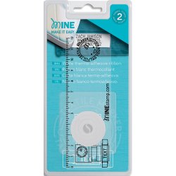 2 mètres de ruban thermocollant blanc + règle pour tampon spécial textile MINE