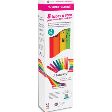 Pack 8 boomwackers 8 notes DO3 à DO4, tubes colorés accordés à une note, à partir de 4 ans