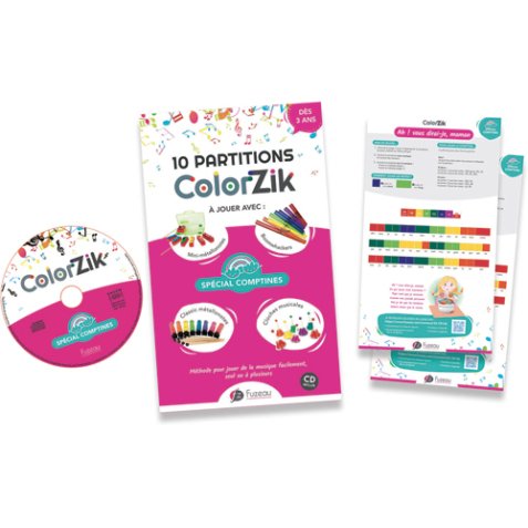 Livret CD colorzik spécial comptines à partir de 3 ans, 10 partitions colorées