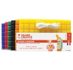 Pate a bougie graine creative a modeler 1300g coloris       assortis 6 plaques