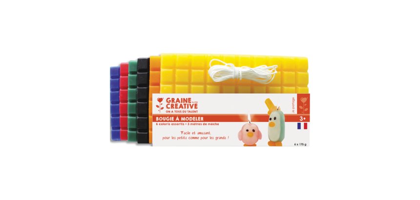 Pate a bougie graine creative a modeler 1300g coloris       assortis 6 plaques