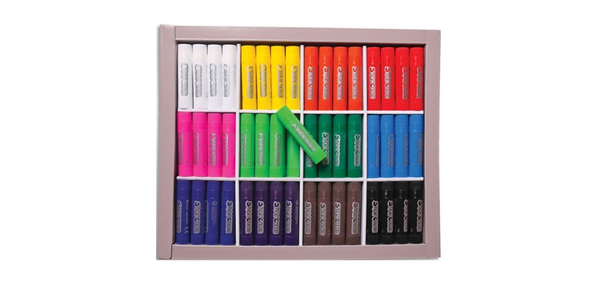 Baton gouache stick'color solide tous supports coloris  vifs assortis schoolpack 144  unites