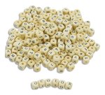 Perle bois ocolor forme carree 1cm imprimee alphabet  coloris naturel lot de 440    perles