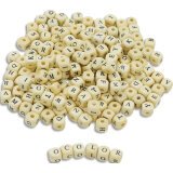 Sachet de 440 perles cubes en bois alphabet, diamètre 10 mm