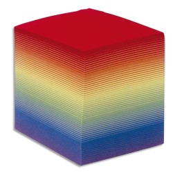 Bloc cube arc en ciel 9x9x8cm 610 feuilles encollées 80g