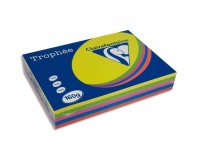 Ramette clairefontaine assortiments 160g 5x 50       fuilles a4 coloris intenses   jaune bleu vert fuchsia rouge