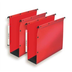 Paquet de 10 dossiers suspendus ARMOIRE en polypro opaque 5/10e.Fond 80, bouton-pression.Rouge