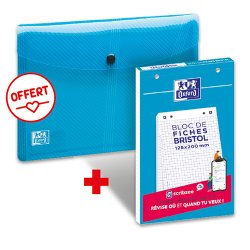 Lot de 30 fiches bristol 12,5x20cm 210g 5x5 blanc + 1 pochette enveloppe A5 Hawaï