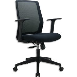 Fauteuil de bureau MINORIS noir assise tissu dossier maille. Mécanisme synchrone