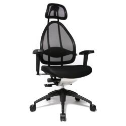 Fauteuil COSMIC 2, assise densité de mousse 65 kg/m3 avec accoudoirs, mécanisme synchrone noir